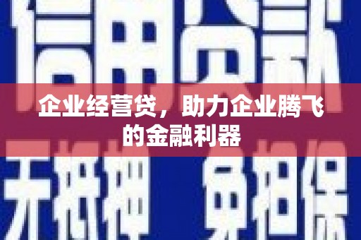 双滦企业经营贷，助力企业腾飞的金融利器