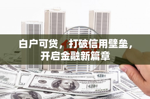 武侯白户可贷，打破信用壁垒，开启金融新篇章
