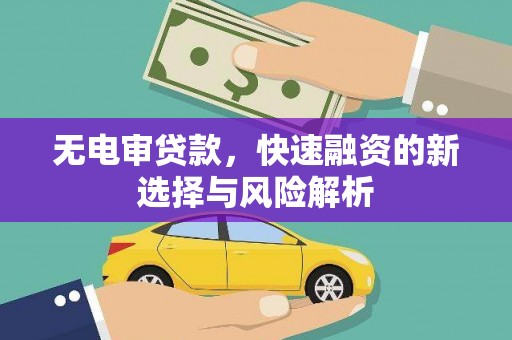 共和无电审贷款，快速融资的新选择与风险解析