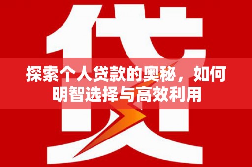 卢氏探索个人贷款的奥秘，如何明智选择与高效利用